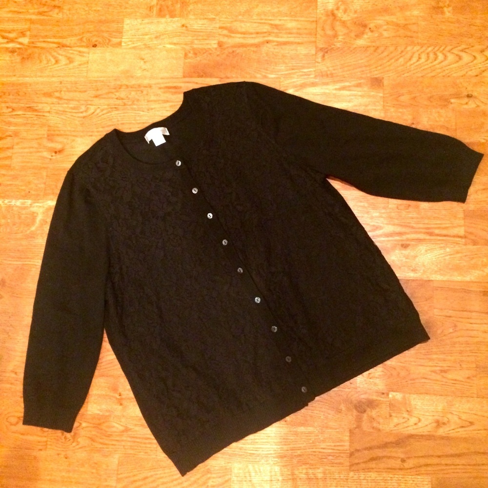 Christopher and Banks black lace cardigan sweater